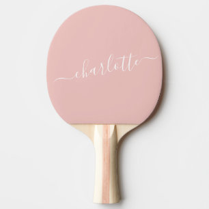 Elegant Blush Pink Script Name Personalized Ping Pong Paddle