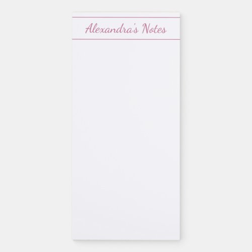 Elegant Blush Pink Script Personalized Border Magnetic Notepad