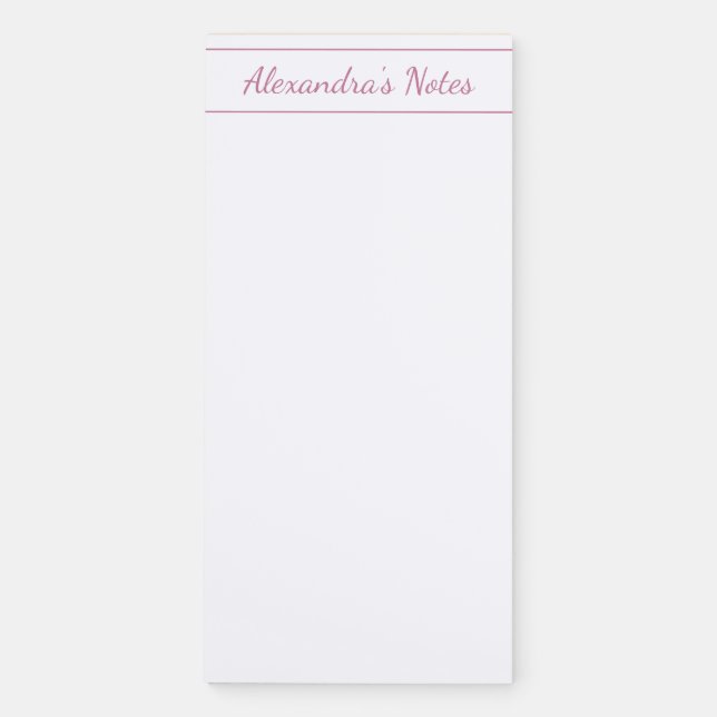 Elegant Blush Pink Script Personalized Border Magnetic Notepad (Front)