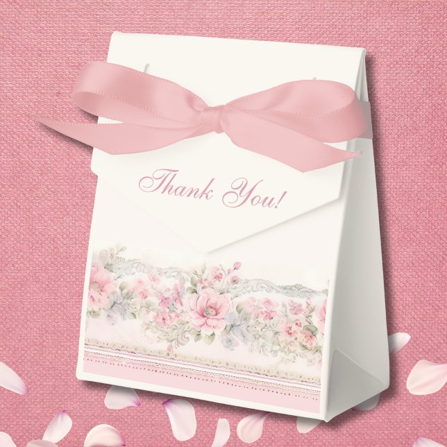 Elegant Blush Pink Shabby Chic Floral Baby Shower Favor Boxes (Creator Uploaded)