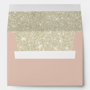 Elegant Blush Pink & Shimmer Ivory Glitter Envelope