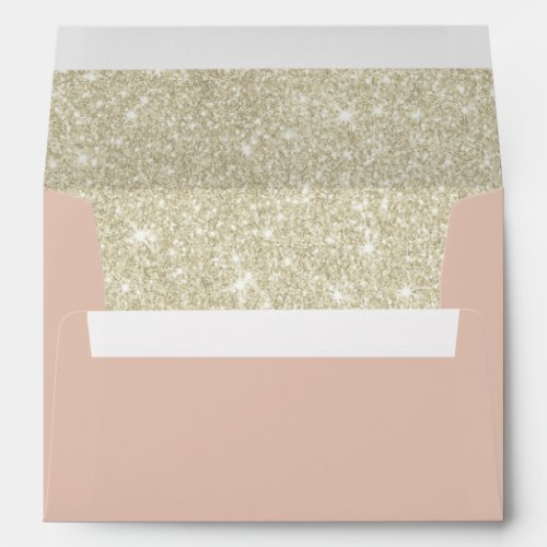 Elegant Blush Pink  Shimmer Ivory Glitter Envelope