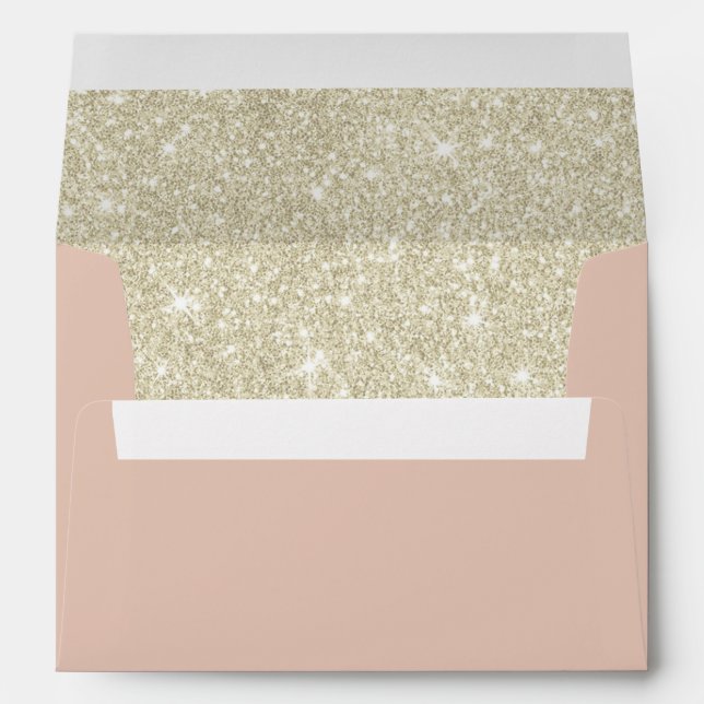 Elegant Blush Pink & Shimmer Ivory Glitter Envelope (Back (Bottom))