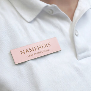 Elegant Blush Pink Simple Basic Minimal Modern Name Tag