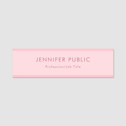 Elegant Blush Pink Simple Chic Template Minimalist Name Tag
