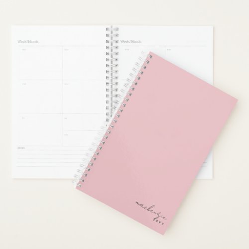 Elegant Blush Pink Simple Minimalist Personalized Planner