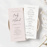 Elegant Blush Pink Simple Wedding Program<br><div class="desc">Our slim soft blush pink & grey wedding program card is perfect for your minimalist wedding celebration. A beautiful grey calligraphy font paired with simple and clean text sits on a soft pink background to the front of the card. The white reverse has tonal grey text, creating an elegant &...</div>