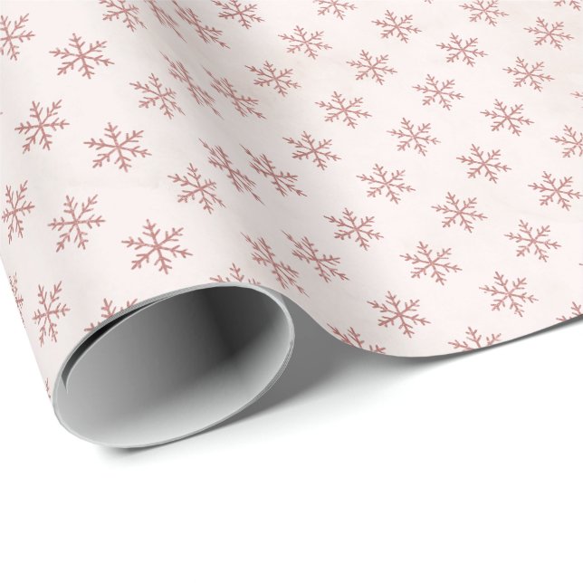 Elegant blush Pink Snowflake | Christmas Holiday Wrapping Paper (Roll Corner)