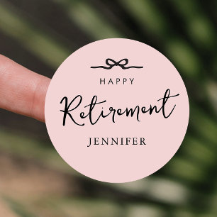 Elegant Blush Pink Staff Retirement Party Favor Classic Round Sticker
