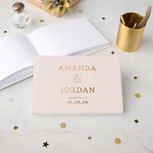Elegant Blush Pink Stars Foil Guest Book