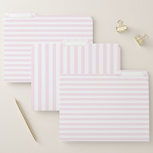 Elegant Blush Pink Striped File Folder (Set)