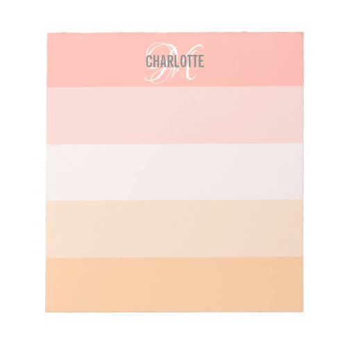 Elegant blush pink striped monogram name notepad