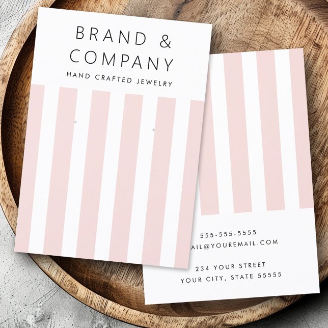 Elegant blush pink stripes earring card (Elegant blush pink stripes earring card)