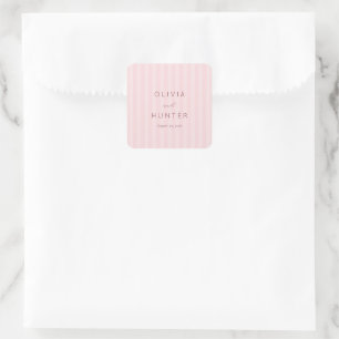 Elegant Blush Pink Stripes Square Sticker