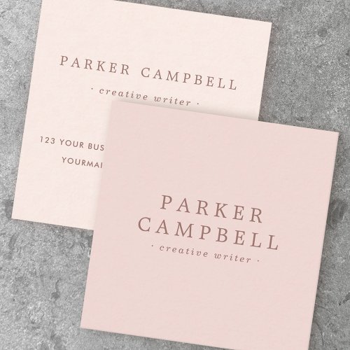 Elegant blush pink stylish minimalist square business card