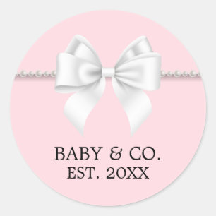 Elegant Blush Pink Tiffany Theme Baby Shower Classic Round Sticker