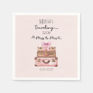 Elegant Blush Pink Travel Adventure Bridal Shower Napkins