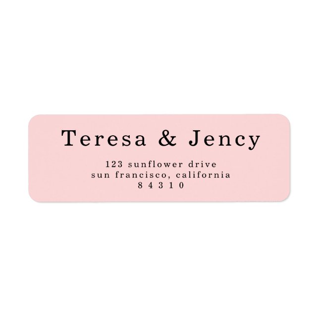 Elegant Blush Pink Typography Design Label (Front)