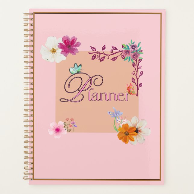 Elegant Blush Pink Undated Monthly Weekly Planner (Front)