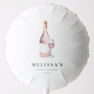 Elegant Blush Pink Vino Before Vows Bridal Shower Balloon