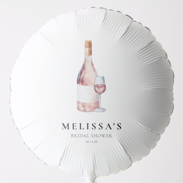 Elegant Blush Pink Vino Before Vows Bridal Shower Balloon (Front)