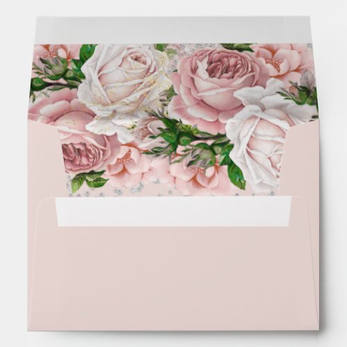 Elegant Blush Pink Vintage Floral Envelope