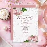 Elegant Blush Pink Vintage Floral Sweet 16 Brunch Invitation<br><div class="desc">Celebrate her milestone birthday with elegance and charm using this Sweet 16 brunch invitation, featuring delicate blush and ivory roses, sparkling glitter details, and a modern script font. Perfect for a sophisticated garden party or dressy brunch, this invitation sets the tone for a memorable day. Personalize with your event details...</div>