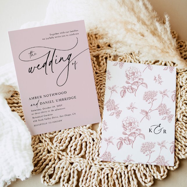Elegant Blush Pink Vintage Floral Wedding Invitation (Creator Uploaded)