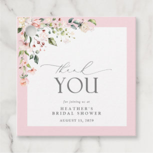 Elegant Blush Pink Watercolor Floral Bridal Shower Favor Tags