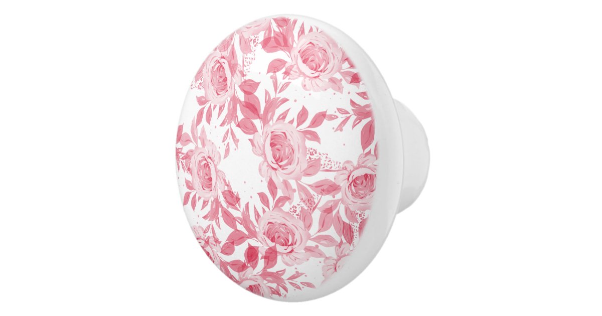 Elegant Blush Pink Watercolor Floral Monogram Ceramic Knob | Zazzle