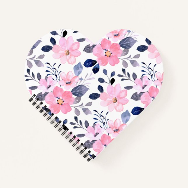 Elegant Blush Pink Watercolor Floral Phone Case Notebook (Front)