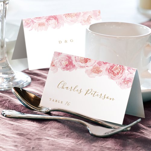 Elegant blush pink watercolor floral Place Card
