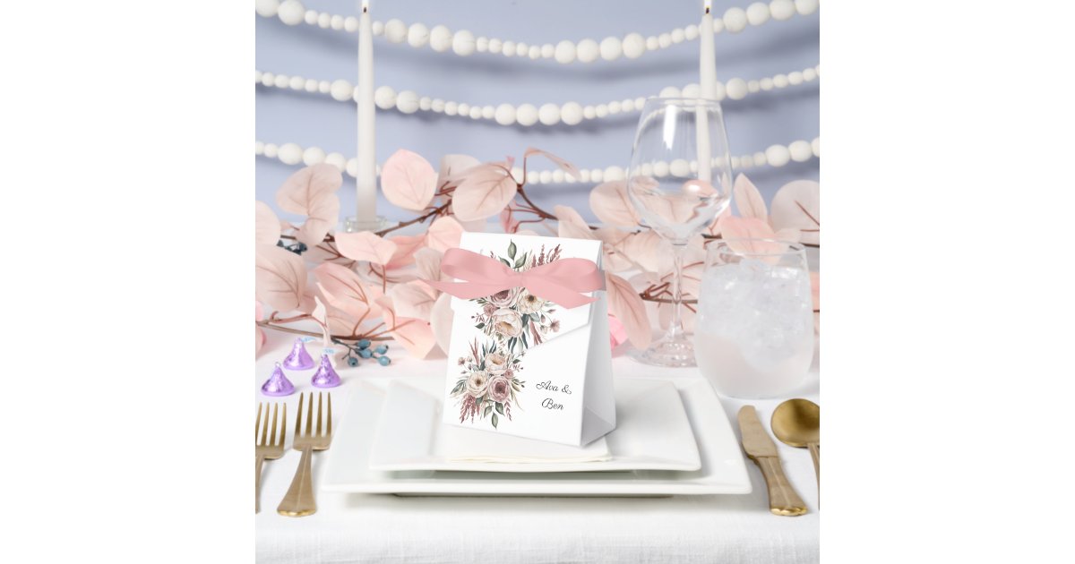 Elegant Blush Pink Watercolor Floral Wedding Favor Boxes | Zazzle