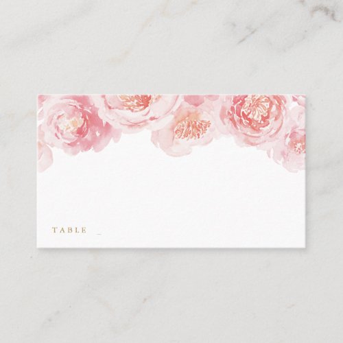 Elegant blush pink watercolor floral wedding place card