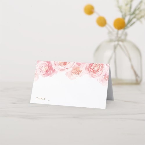 Elegant blush pink watercolor floral wedding place place card