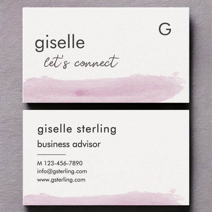 Elegant Blush Pink Watercolor Modern Professional Business Card