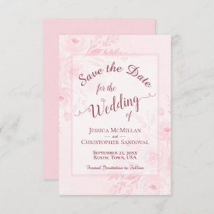 Elegant Blush Pink Watercolor Peonies Boho Wedding Save The Date