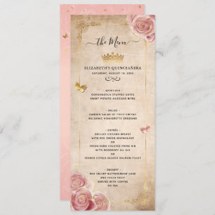 Elegant Blush Pink Watercolor Rose Gold Floral Menu