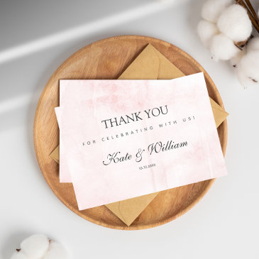 Elegant Blush Pink Watercolor - Wedding Thank You