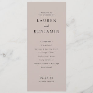 Elegant Blush Pink Wedding Ceremony Program