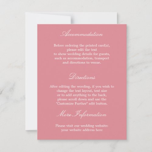 Elegant Blush Pink Wedding Details Card