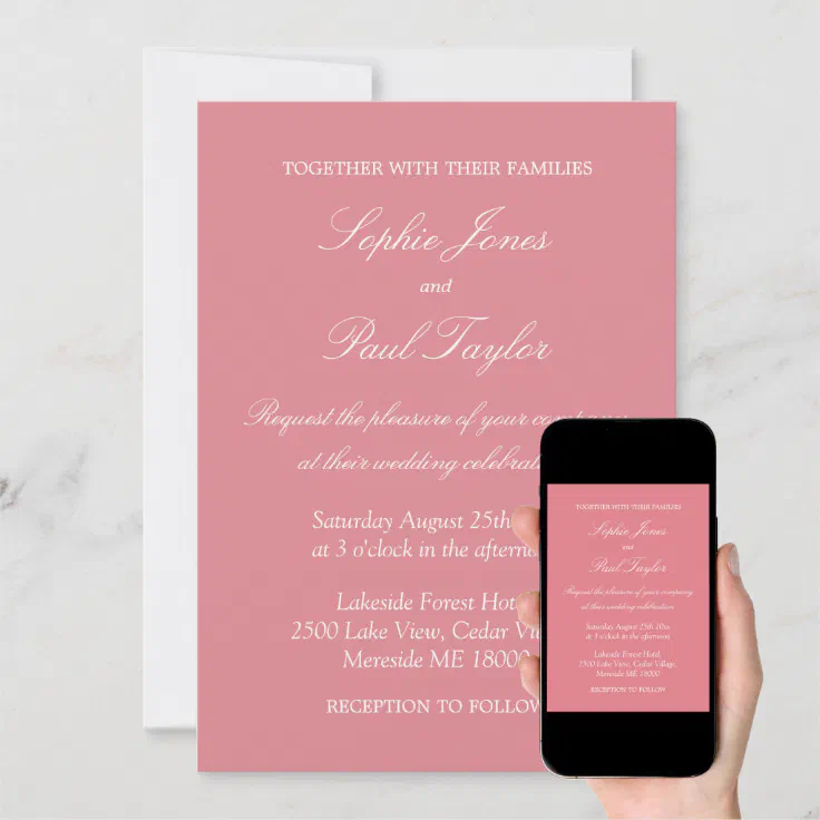 Elegant Blush Pink Wedding Invitation Card Zazzle