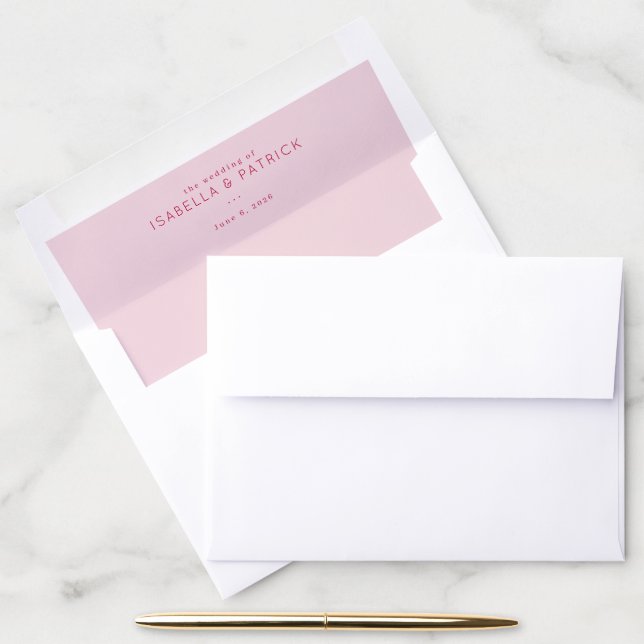 Elegant Blush Pink Wedding Invitation Envelope Liner (Desk)