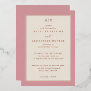 Elegant Blush Pink Wedding Invitation Foil Invitation