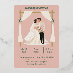 Elegant Blush Pink Wedding Invitation  Romantic  Foil Invitation