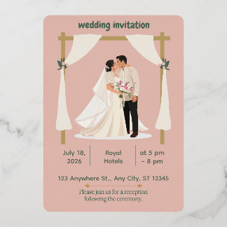 Elegant Blush Pink Wedding Invitation| Romantic  Foil Invitation