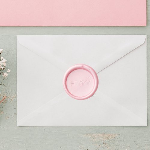 Elegant Blush Pink Wedding Monogram Wax Seal Stamp