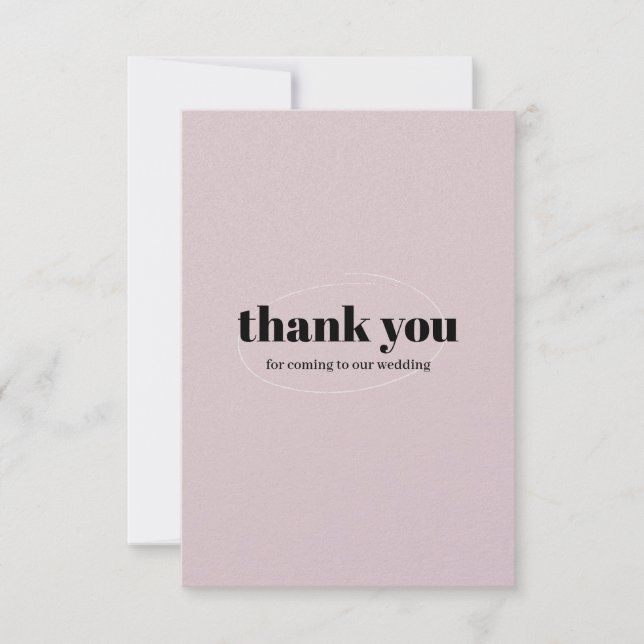 Elegant Blush Pink Wedding Thank You Card (Front)
