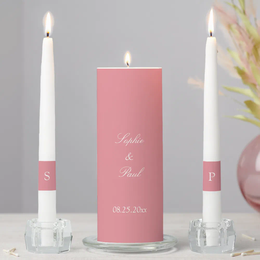 Elegant Blush Pink Wedding Unity Candle Set