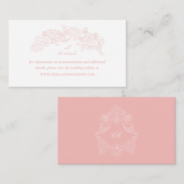 Elegant Blush Pink Wedding Website Enclosure Card (Front/Back)